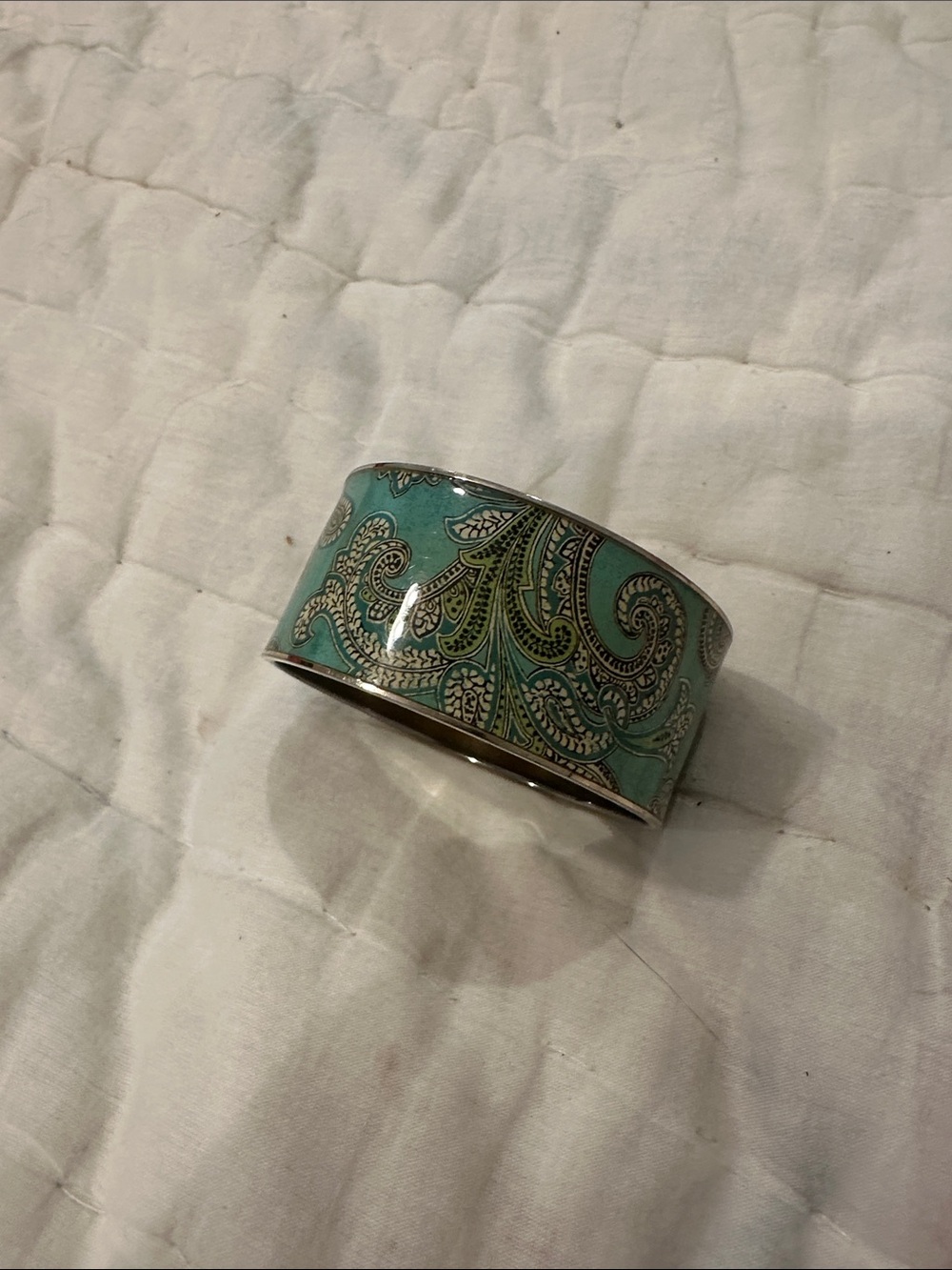 Brooks Brothers Turquoise Paisley Enamel Cuff Bracelet